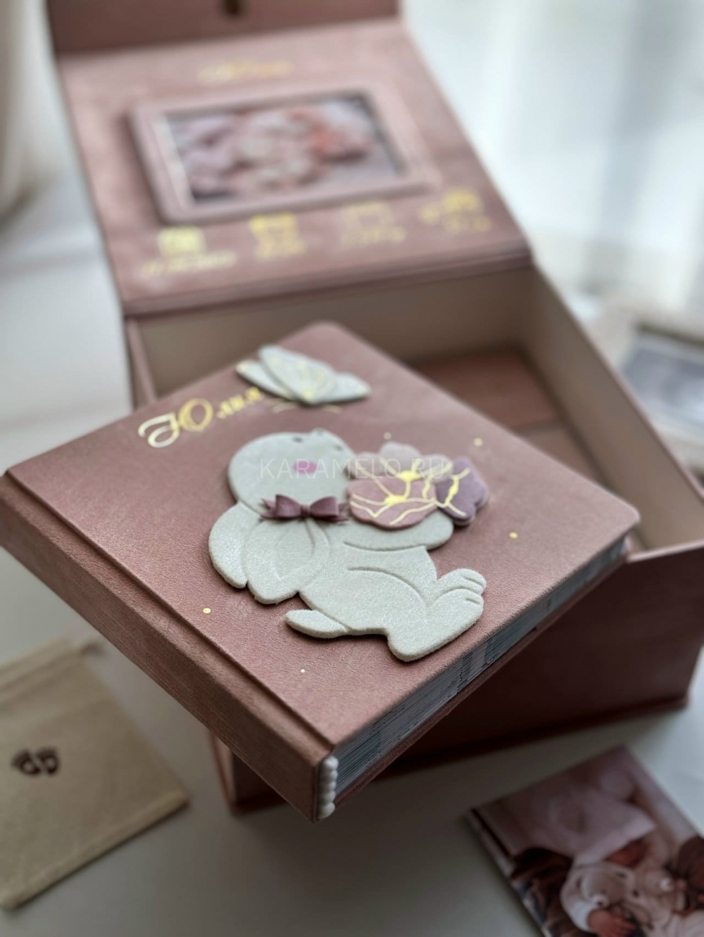 Купить фотоальбом для новорождённого + шкатулка 